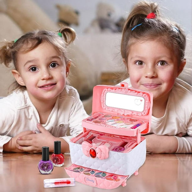 Kit de maquillage pour enfants pour fille - Ensemble de jouets de maquillage  lavables, véritable ensemble de beauté cosmétique pour les enfants jouent  au jeu Halloween fête d'anniversaire de Noël 