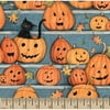 Halloween Pumpkin Stares Panel, Orange, 100 Percent Cotton, 43/44" Width, Fabric by the Yard