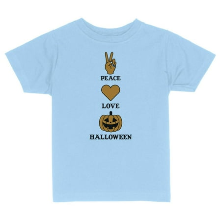 

TeesAndTankYou Peace Love And Halloween Toddler Kids T-Shirt 3T Light Blue