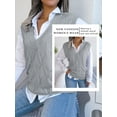 thumbnail image 6 of QAFOPEH Women V Neck Sleeveless Waistcoat Solid Color Ribbed Knitwear Vest, 6 of 7