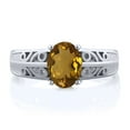 thumbnail image 2 of Gem Stone King 1.00 Ct Oval Whiskey Quartz 925 Sterling Silver Ring (Size 9), 2 of 4