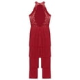 thumbnail image 5 of Sxiwei Womens Shiny Sequins Fringe Jumpsuit Jazz Costume Flowy Tassel Leotard Performance Dancewear Burgundy 4XL, 5 of 7