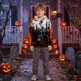 thumbnail image 2 of Kids Halloween Graphic Print Pullover Hoodie, Long Sleeve Hooded Sweatshirt with Pocket, Regular Fit Spooky Top for Boys Girls Fall Winter Daily Outdoor Party(Orange1,7-8 Years), 2 of 4