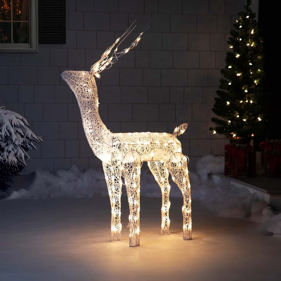 Northlight 48-Inch Lighted White Mesh Buck Outdoor Christmas Decoration - Clear Lights