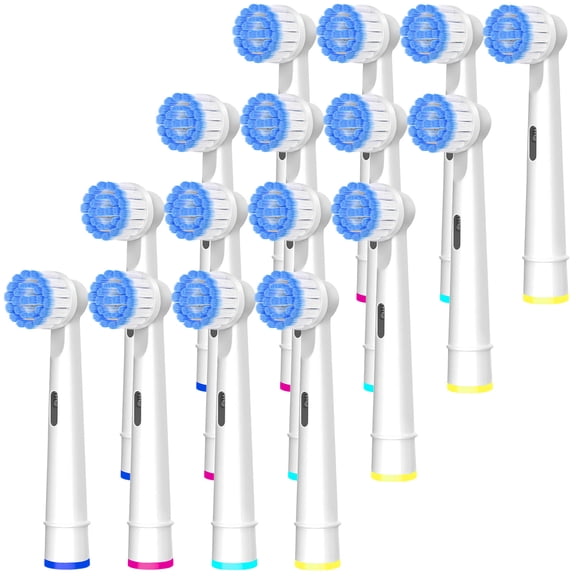 16 Pack Pro Sensitive Gum Care Replacement Brush Heads for Oral B Electric Toothbrushes, Ultra Soft Bristle Toothbrush Heads, White