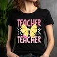 thumbnail image 5 of Women's Teacher Pencil Bow Graphic T-Shirt, Short Sleeve, Casual School Shirt , Natural, S, 5 of 6