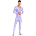 thumbnail image 5 of iEFiEL Mens Shiny Smooth Jumpsuit Long Sleeve Full Body Length Bodysuit for Fitness Workout, 5 of 7