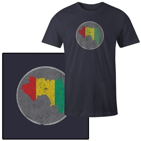 Country Flags T-shirt - Men's Guinea Country Flag Illustration on Gray T-Shirt