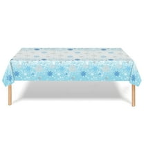 Btomtd 107.87 x 53.93 inch Snowflake Christmas Table Cloth Winter Party Tablecloth Disposable PE Table Cloth Festive Decor, Light Blue