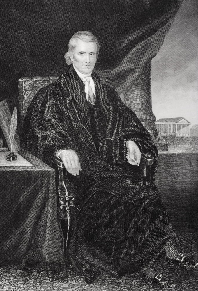 John Marshall 1755-1835 American Patriot Politician And Jurist Chief Justice Of Supreme Court & Principal Founder Of US Constitutional Law System From Painting By Alonzo Chappel Canvas Art - Ken Welsh