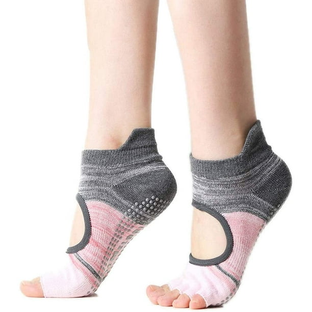 Yoga Socks for Women with Grip & Non Slip Toeless Half Toe Socks for Ballet  Pilates Barre Dance Fitness Socks,for Yoga,Barre Pilates (Size : Leaking  Back) 