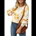 thumbnail image 3 of Suéter de Mujer de Otoño, Larga, Cuello Redondo, Jersey de Punto de Gran Tamaño, Tops Casuales con Estampados. Albaricoque XL, 3 of 10