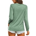 thumbnail image 4 of UKAP Women Tee Long Sleeve T Shirt Solid Color T-shirt Loose Work Tops Green L, 4 of 5