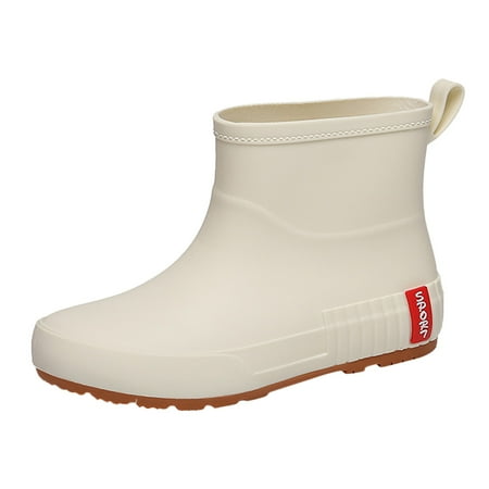 

Qufokar High Boots for Women Wide Calf Boots Women Glitter Mid Barrel Rain Boots Student Plus Velvet Warm Waterproof Non Slip Wear Water Shoes Rubber Shoes