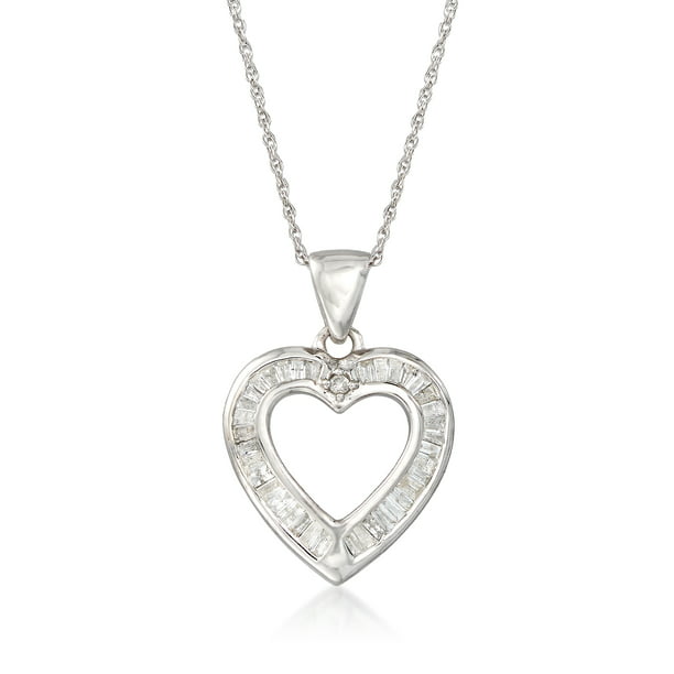 Ross-Simons 0.25 ct. t.w. Diamond Open-Space Heart Pendant Necklace in  Sterling Silver