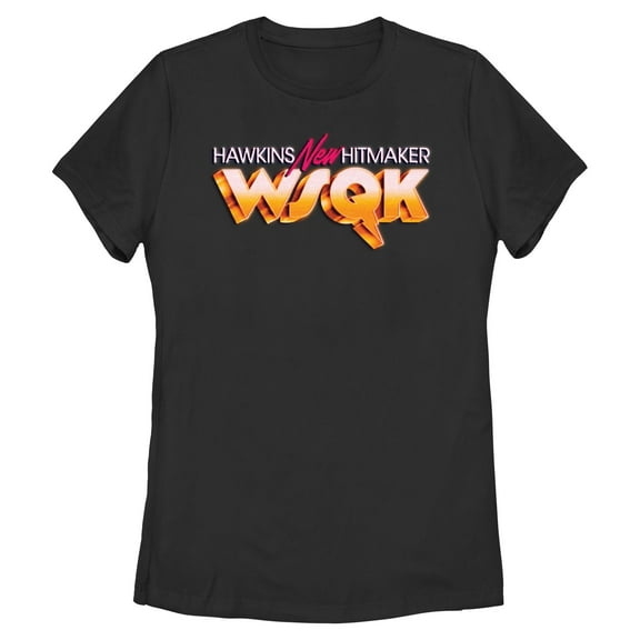 Netflix Women's Stranger Things Hawkins Hitmaker WSQK Logo T Shirt