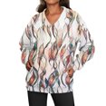 thumbnail image 5 of Women's Fashion Retro Floral Print Long-Sleeve V-Neck Sweatshirt with Dyed Effect Pattern, Unique Artistic Top for Women's Fashion Statement,Beige,L, 5 of 7