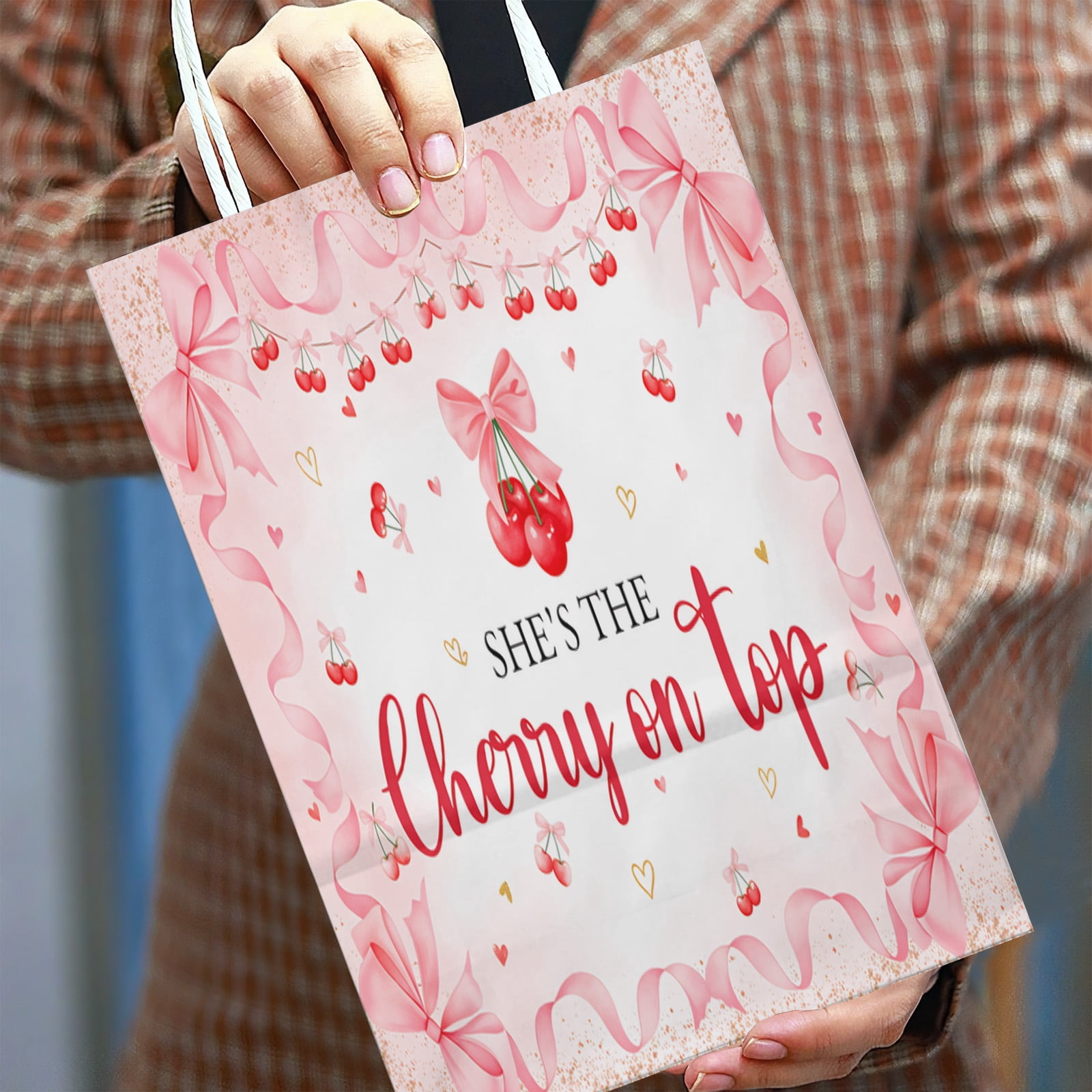 YAHAFEPY Baby Shower Party Favor Bags, She's the Cherry on Top Decorations -20Pcs