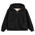 thumbnail image 3 of SLADYGLO Women Full Zip Sherpa Lined Front Pockets Drawstring Fuzzy Hoodie, 3 of 3