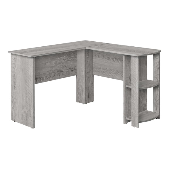 48 Inch L Shaped Grey Computer Desk with Corner Storage and Dual Work Surfaces