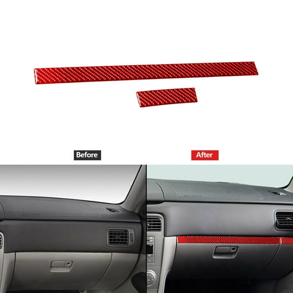 2Pcs Red Carbon Fiber Co-pilot Strip Trim Cover for Subaru Forester 2005-2008
