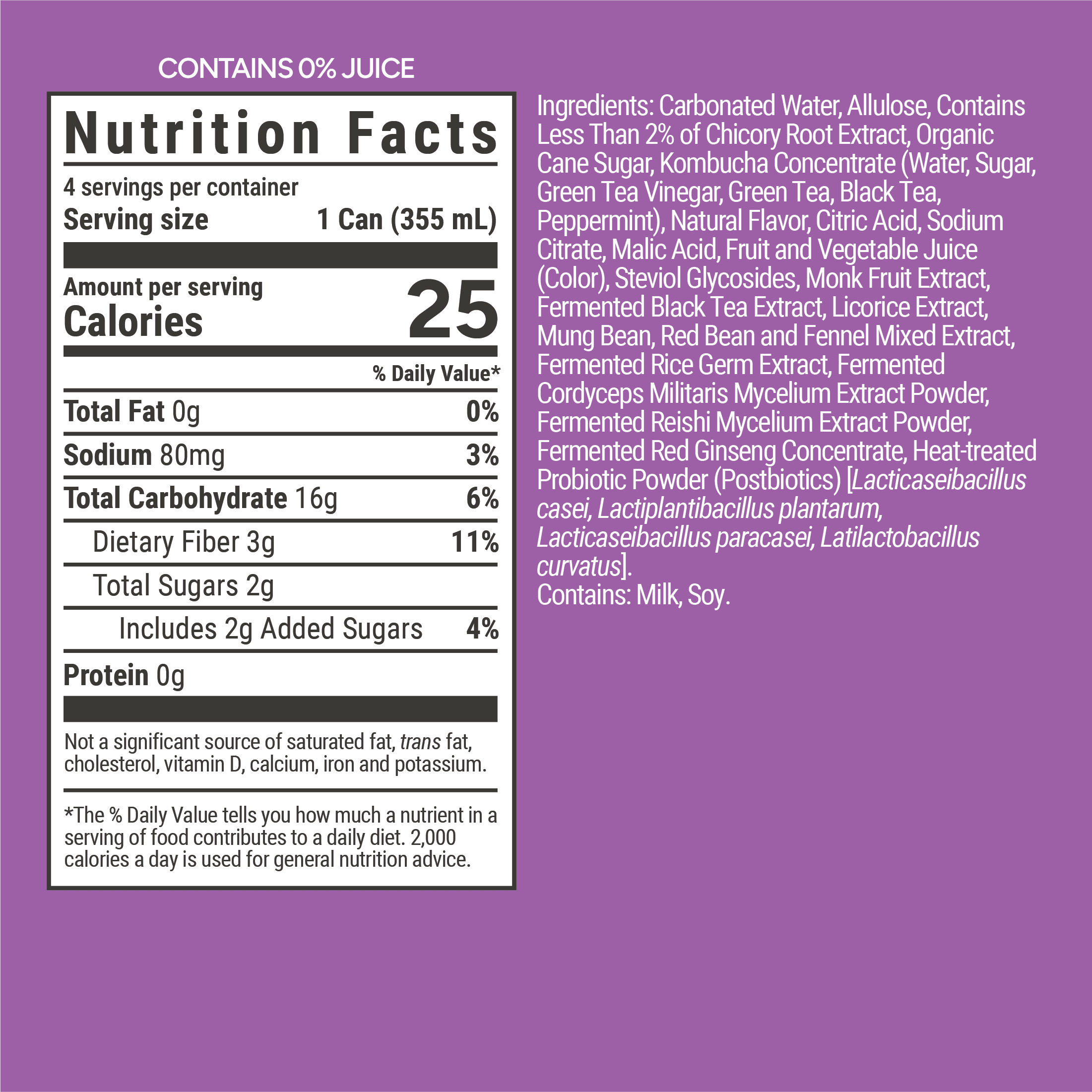 ARIH Dual Biotic Soda, Functional Prebiotic and Postbiotic Soda, Low Sugar, Berry Bliss, 12 fl oz, 4 Pack