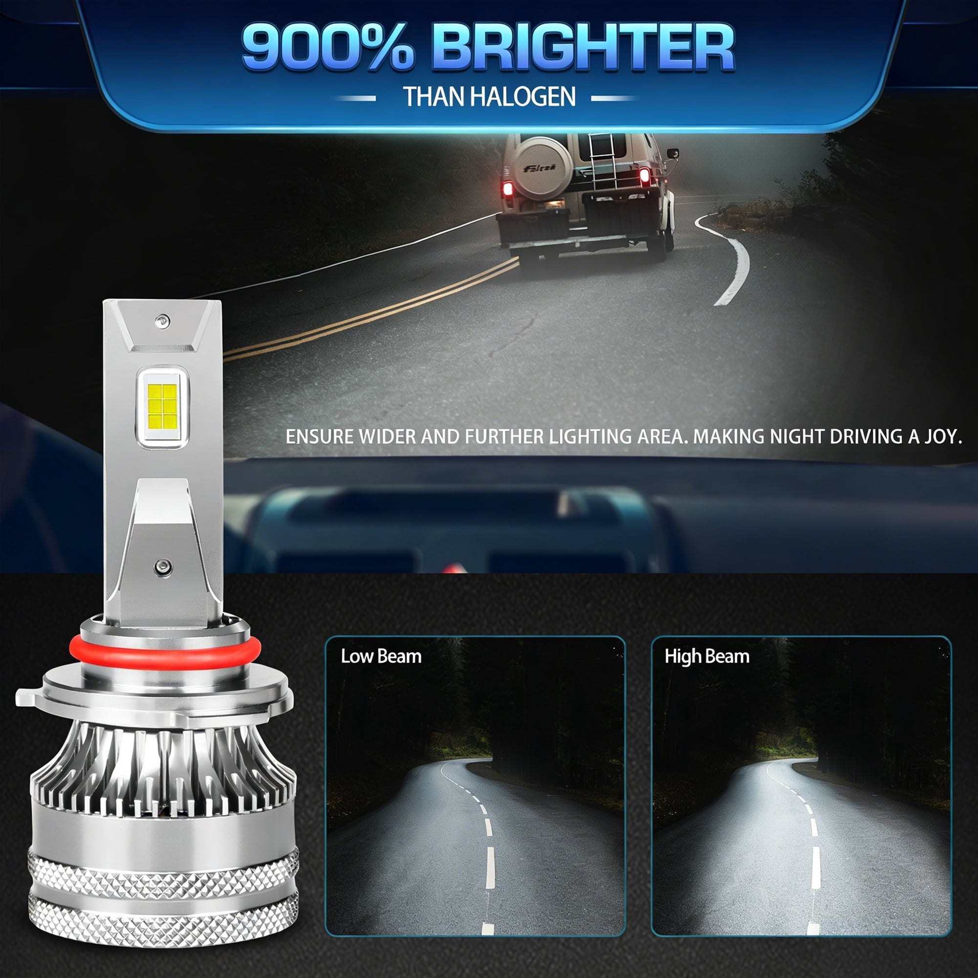 Fits 2011-2012 Chrysler 200 LED Headlight Bulbs 9012 High/Low Beam Light 6500K 2pcs