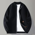 thumbnail image 2 of safuny Men's Casual Fashion Zip Cardigan Solid Color Knit Sweater with Pockets Long Sleeve Soft able Outerwear for Daily Wear Spring Fall Black XL, 2 of 5