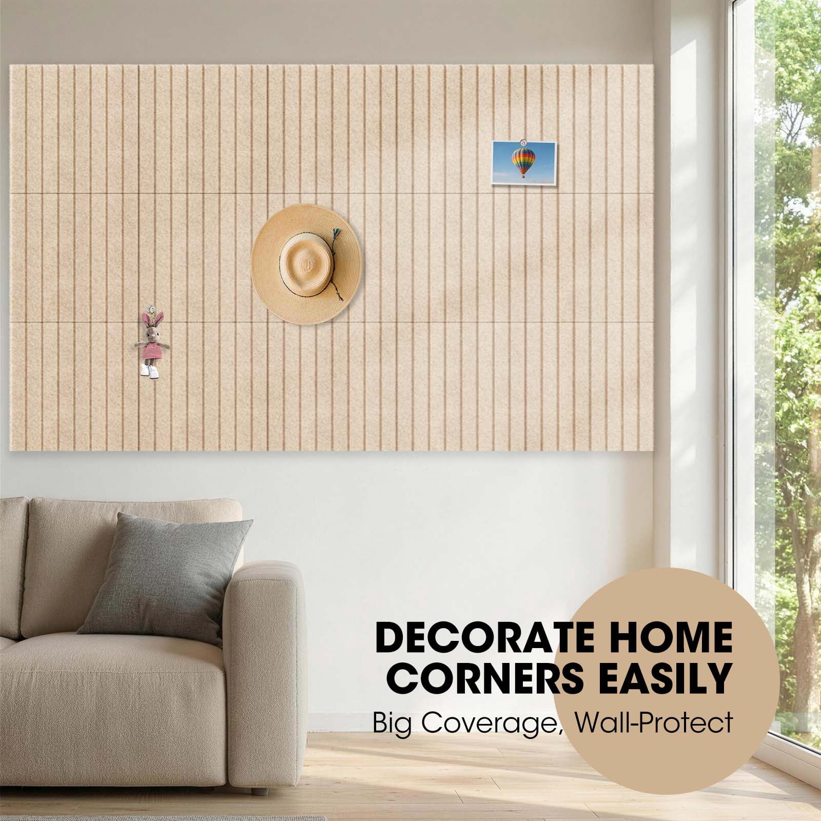 MYMULIKE  15 Pack Large Cork Board for Wall 59" x 36",Felt Bulletin Board with 75 Push Pins,Thick Cork Board for Office Kitchen Classroom, (Dark Camel)