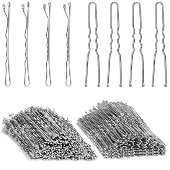 Silver Bobby Pins, 200pcs Silver Hair Pins Kit Silver Bobby Pins for White Grey Hair and U-shaped Hair Pins Bun with Box Hair Pins for Women Girls