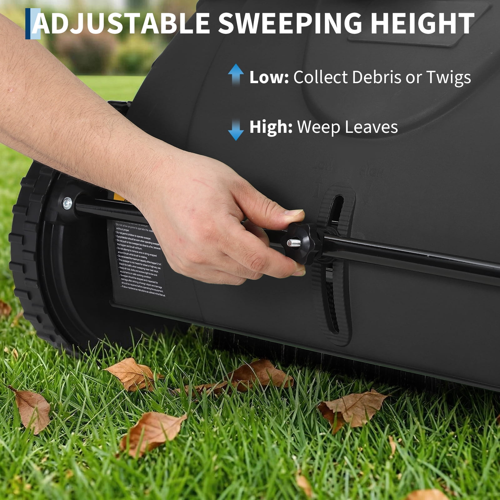 21-Inch Push Lawn Sweeper, Heavy Duty Leaf Collector Manual Leaf Sweeper Walk-Behind Grass Collector for Lawns,