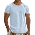 thumbnail image 3 of Cotton Linen T Shirts for Man Summer Casual Lightweight Breathable Short Sleeve Crewneck Loose Tshirts, 3 of 6