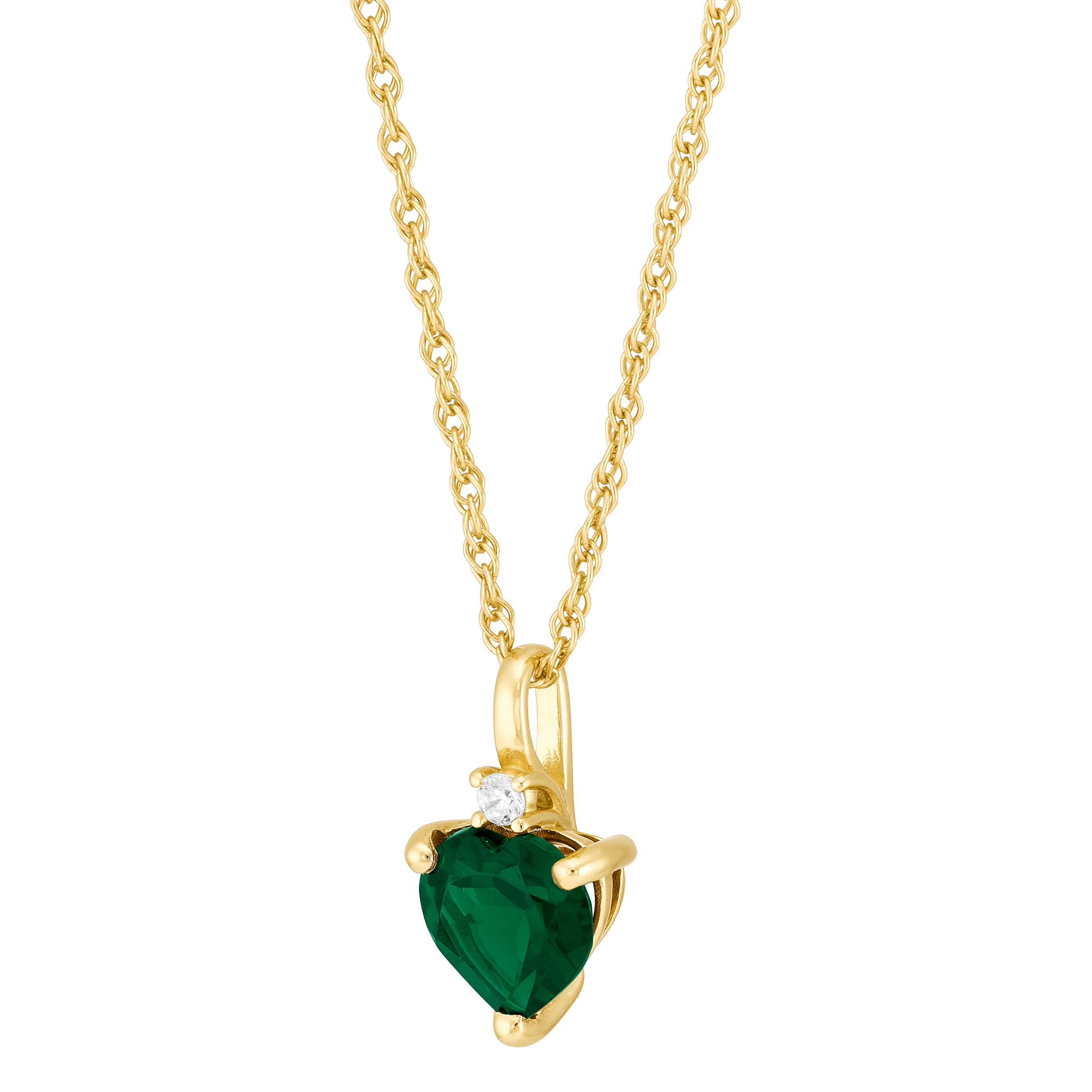 Brilliance Fine Jewelry Simulated Emerald Heart Pendant in 14KT Gold Plated Sterling Silver
