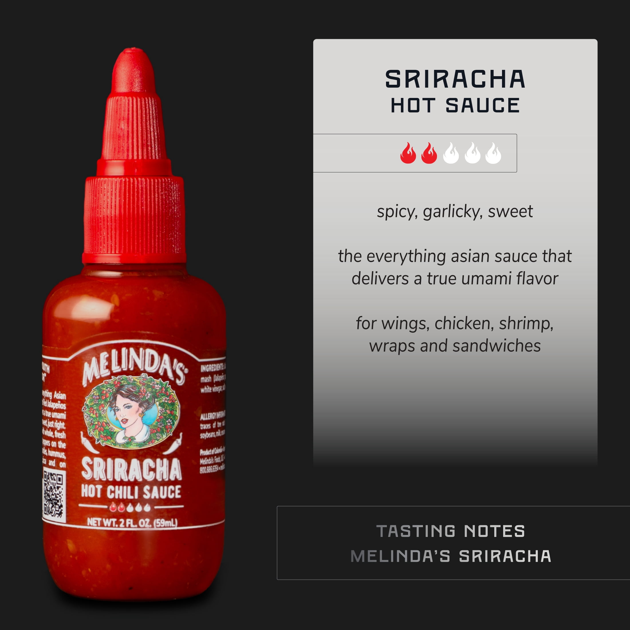 Melinda's Foods Sriracha Hot Chili Sauce, Fermented Red Jalapeños & Garlic