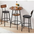 thumbnail image 4 of Bar Table and Chairs Set,Round Bar Table with 2 Bar Stools, Small 2-Tier Round Bistro Pub Dining Table, PU Upholstered Stools, 23.62'' W x 23.62'' D x 35.43'' H, Rustic Brown, 4 of 6