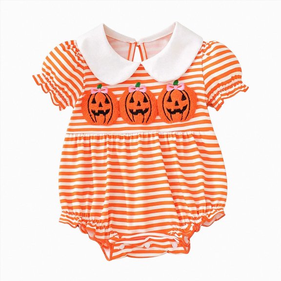 zuwimk Newborn Baby Girl Halloween Romper Sleeveless Round Neck Pumpkin/Jumpsuit Halloween Clothes(0-3 Months,Orange)