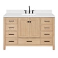 thumbnail image 2 of ARIEL 54'' Bathroom Vanity with Sink, American White Oak Solid Wood, 1.5 inch Edge Carrara White Quartz Countertop & Backsplash, 2 Soft Closing Doors, 9 Full Extension Dovetail Drawers, Matte Black, 2 of 8