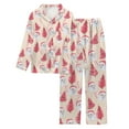thumbnail image 7 of Pajama Sets for Women 2 Piece Christmas Santa Printed V Neck Button Long Sleeve Matching Pants Set Women Pjs Sets,Khaki,XXL, 7 of 7