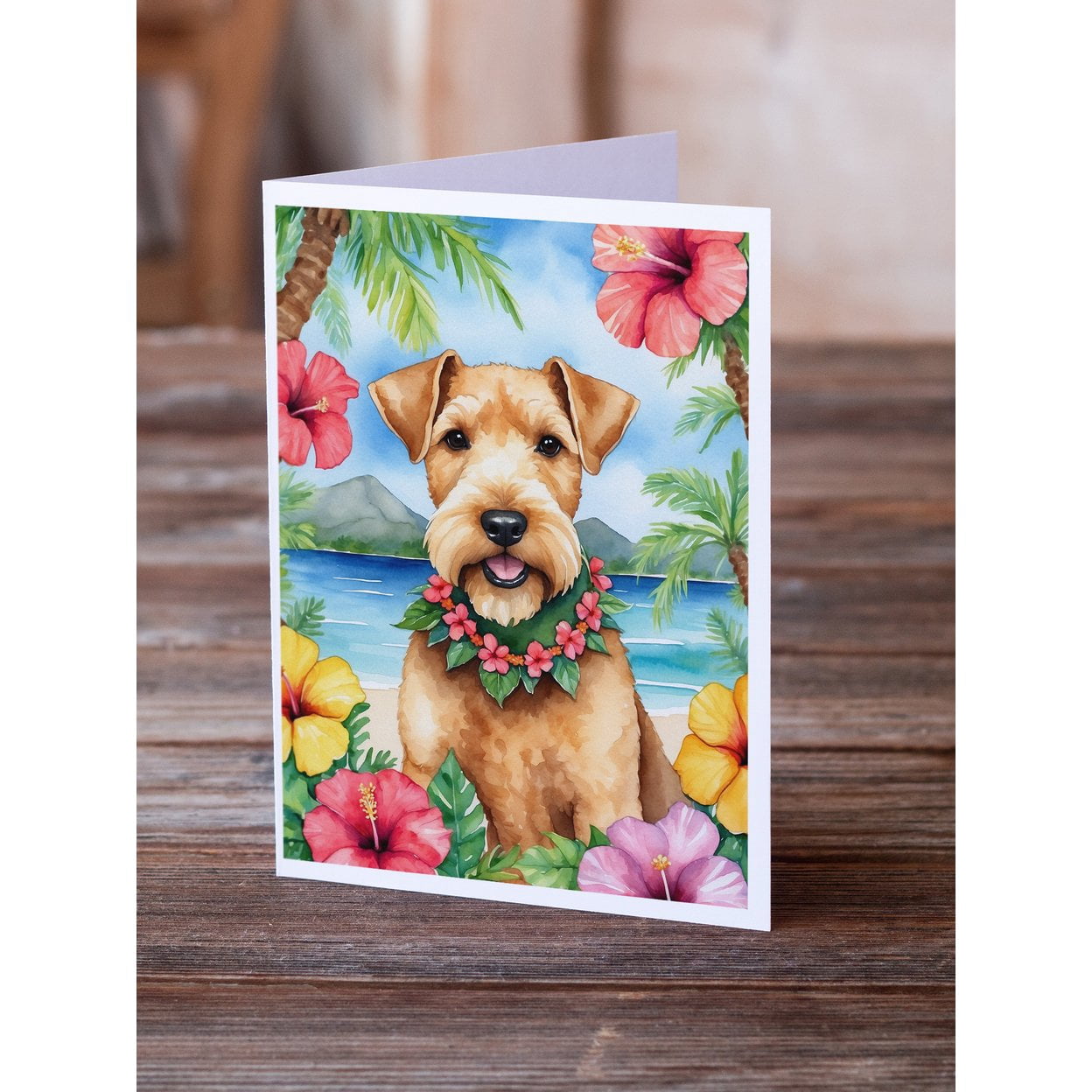 Lakeland Terrier Luau Greeting Cards Pack of 8 7 in x 5 in