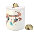 thumbnail image 3 of Watercolor Piggy Bank, Bull Skull Hanging Flower Feathers Inspired Design, Ceramic Coin Bank Money Box for Cash Saving, 3.6" X 3.2", Multicolor, by Ambesonne, 3 of 4