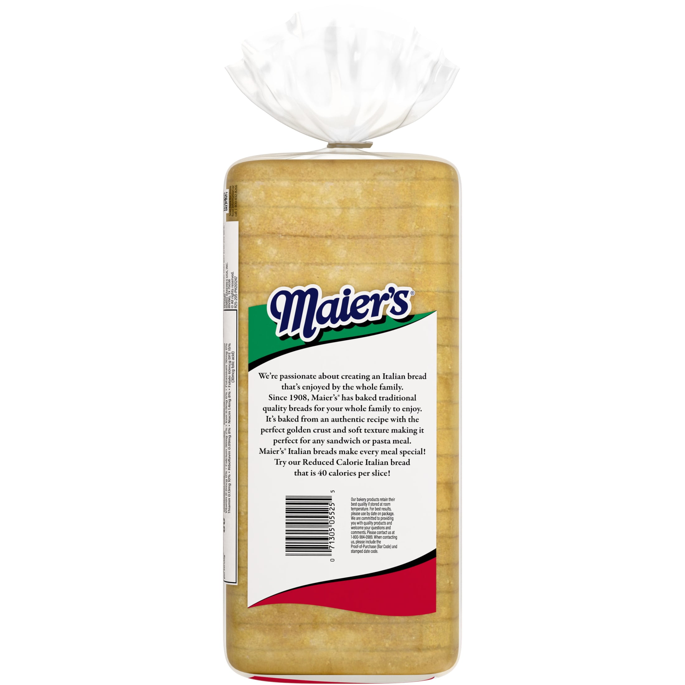 Maier's Premium Italian Bread, 20 oz, White Italian Bread, Bag