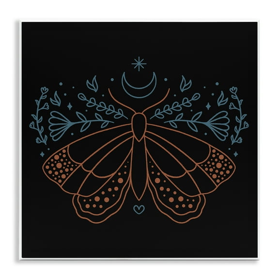 Stupell Industries Celestial Moth Florals Animals Painting Unframed Art Print Wall Art, 12 x 12