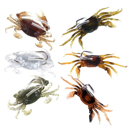 6 Pcs Simulation Crab Bait Fishing Lures Fake Baits Bites Saltwater Ice with Hooks Artificial Kit