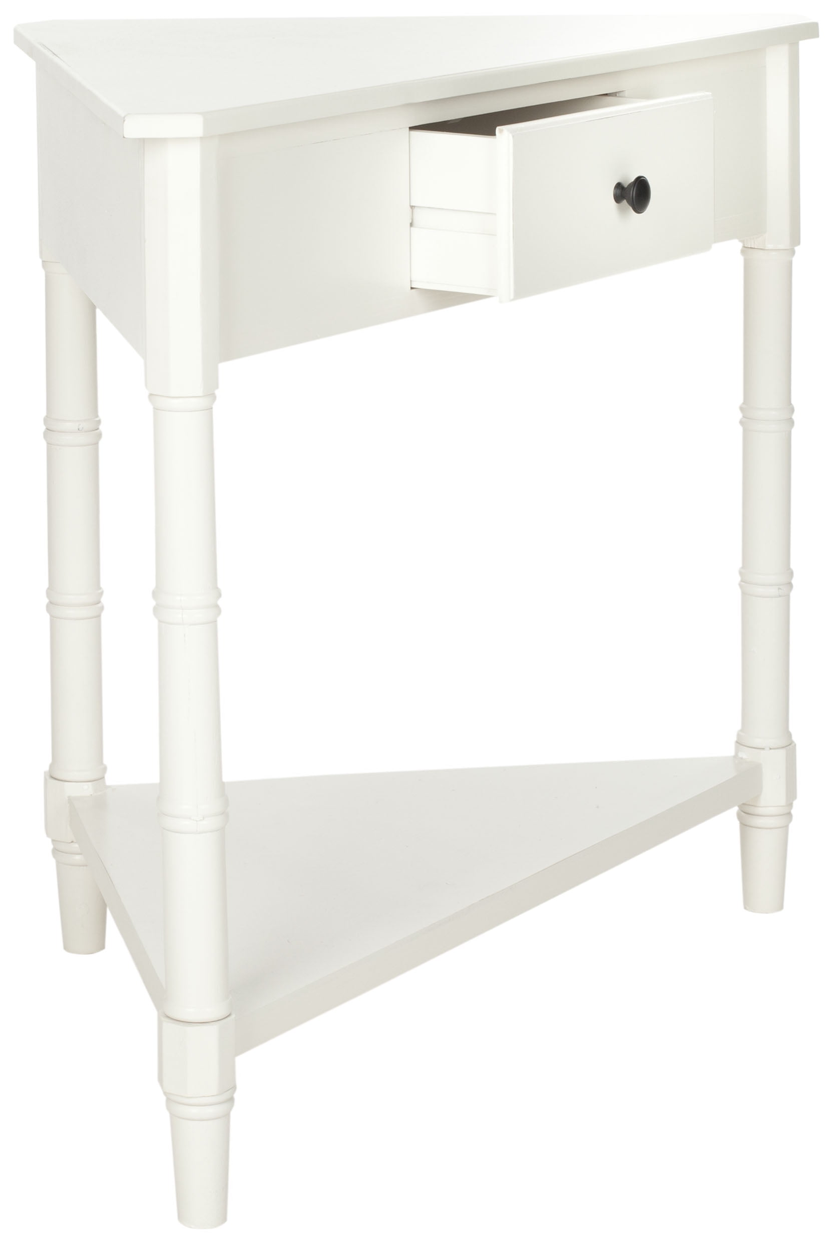 SAFAVIEH Gomez Solid Casual Corner Table With Storage Drawer, Distressed Cream