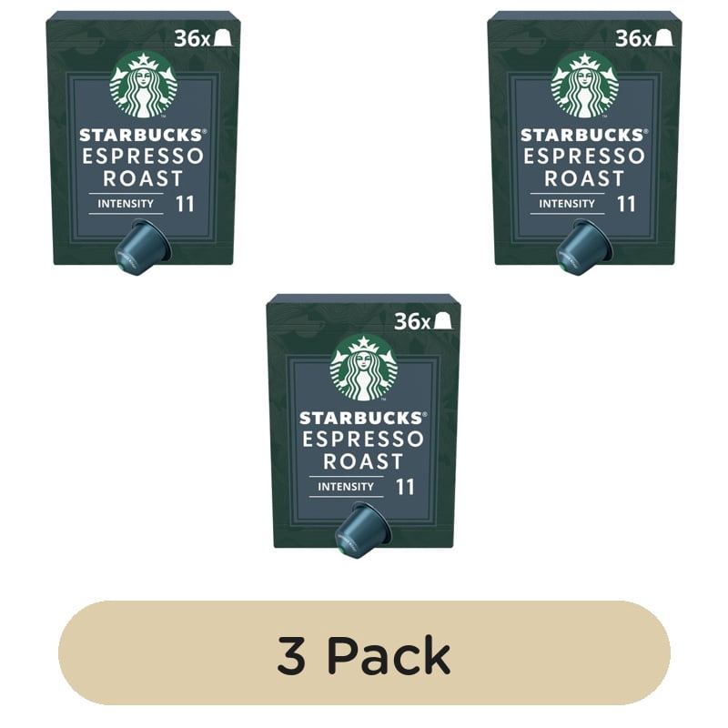 Starbucks by Nespresso Dark Espresso Roast, 36 pods per pack, British Import (Pack of 3)