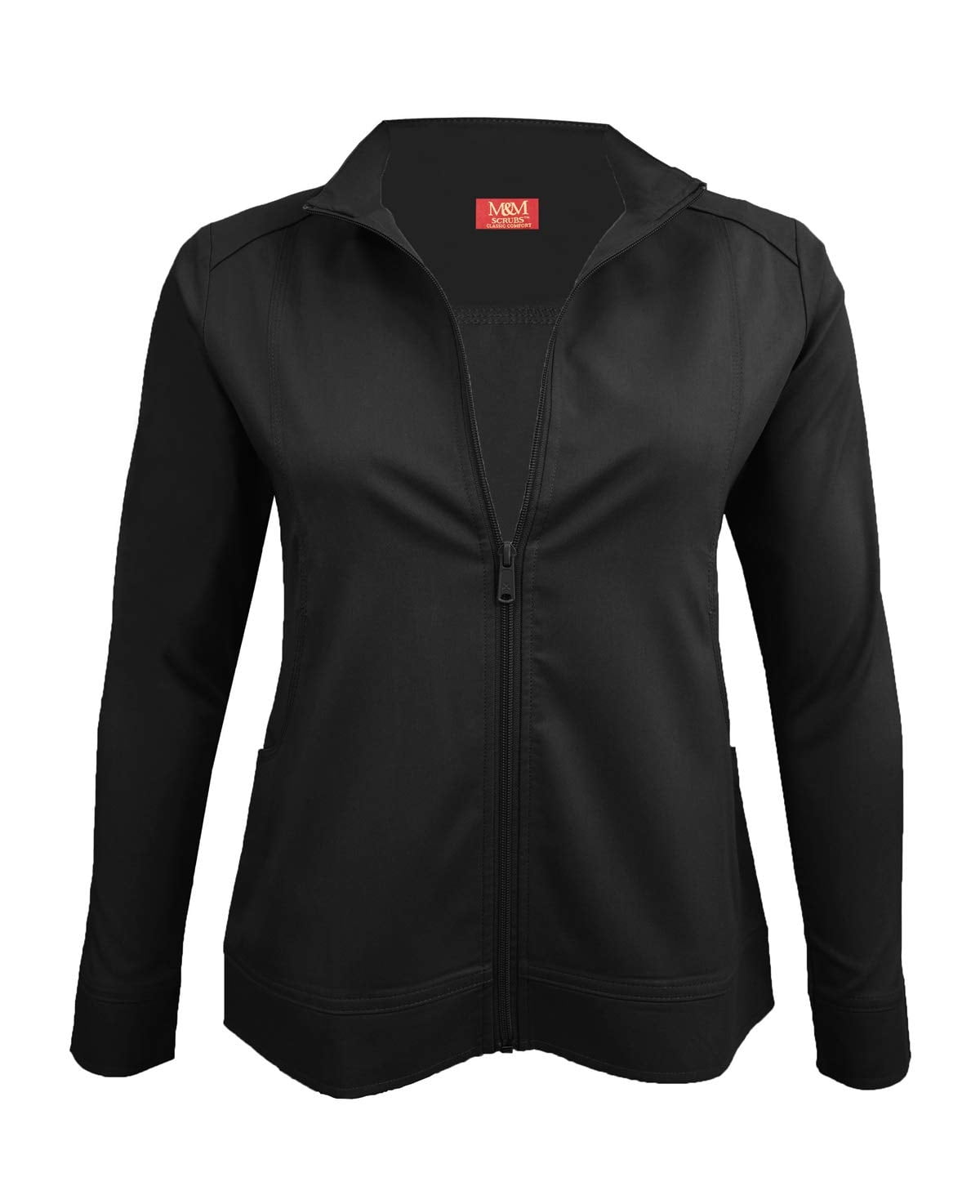 ACTIVE UNIFORMS Women's Ultra Soft Stretch Zip Up Scrub Jacket (Black