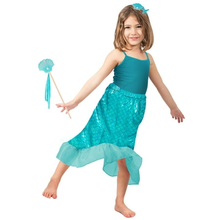 Girls Blue Mermaid Skirt Set Costume