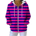 thumbnail image 3 of Jsaierl Women's Trendy Striped Zip Up Hoodies Sweatshirts Drawstring Kangaroo Pocket Lightweight Fall Tops S-2XL, 3 of 9