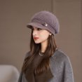 thumbnail image 3 of Fall Winter Hats for Women with Brim Knitted Cap Visor Stylish Chunky,One Size, 3 of 4