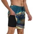 thumbnail image 2 of Kdxio Sunshine Underwater Sand Turtle Print Mens Swim Shorts with Mesh Lining, Breathable and Quick-Drying, Adjustable Waist, Privacy Pocket-Large, 2 of 6